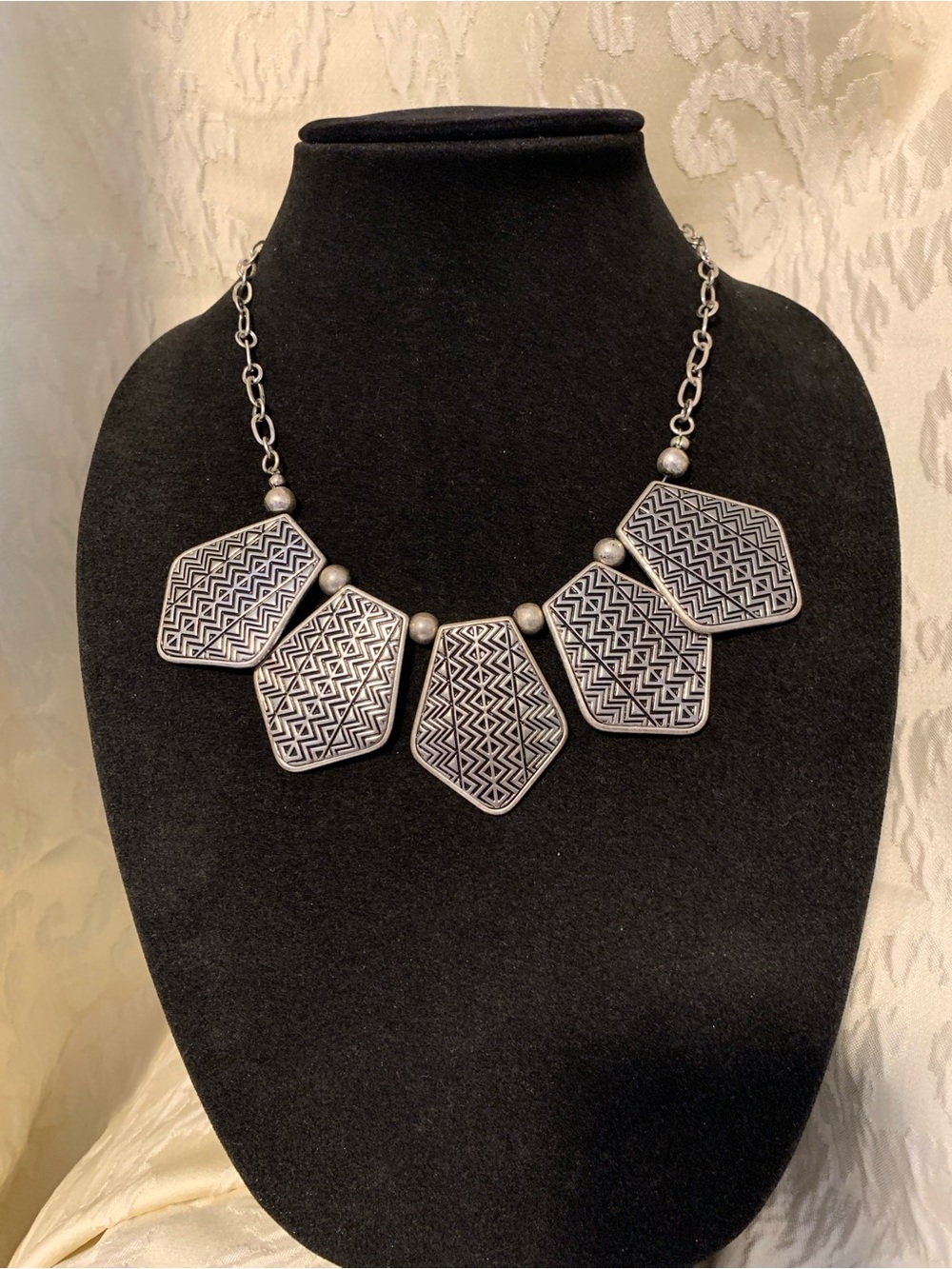 Silver-Tone Geometric Statement Necklace - Women Jewelry